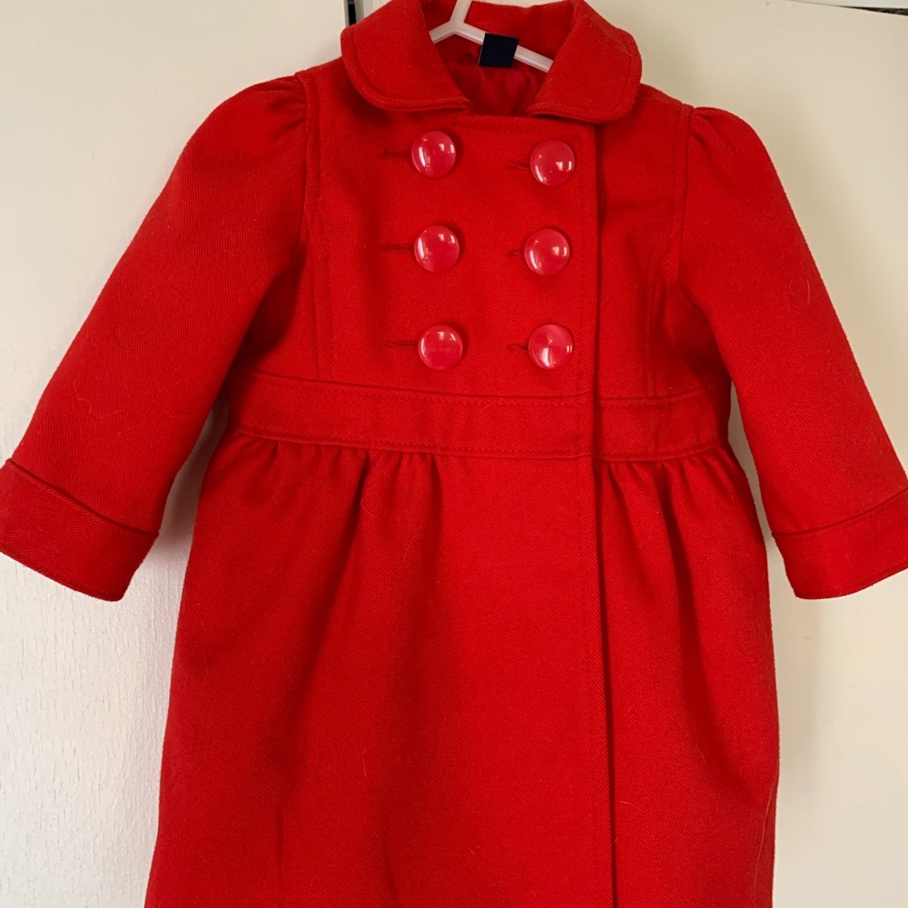 Girls 12-18 Month Red Peacoat